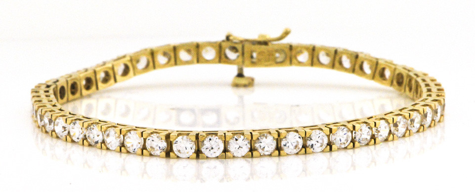14k Gold 5.75 Ct. Round Cz Tennis Bracelet 7.5"